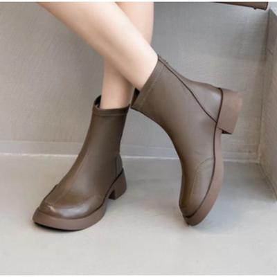 Nuovo Stile Popolare Autunno Inverno Stivaletti Donna Lusso Retrò Punta Tonda Alla Moda Stivali Donna Tacco Basso Scarpe con Plateau Stivali