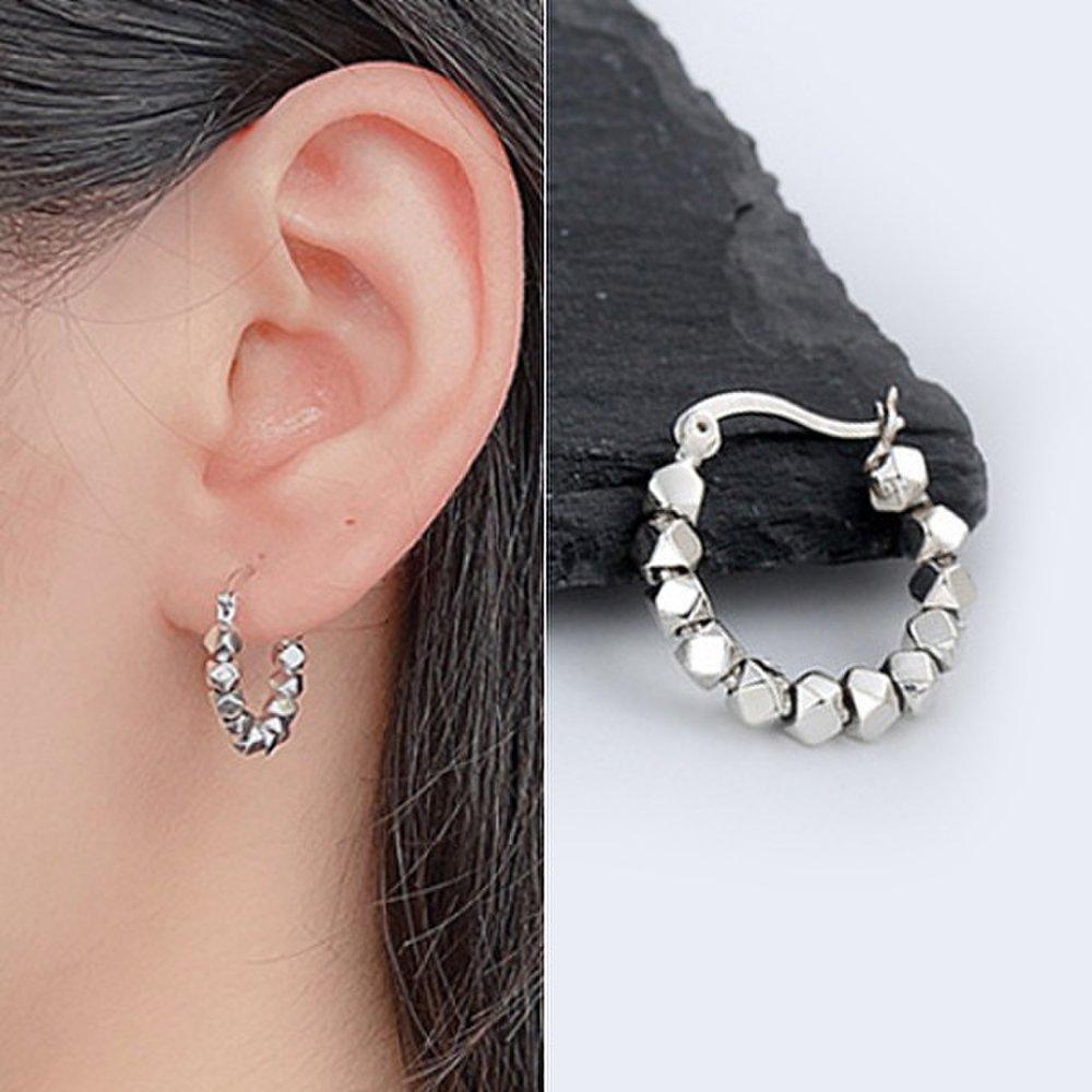 

P1255W Silver S925 Cube Slit Ring Piercing Silver Earrings (1 Pair)