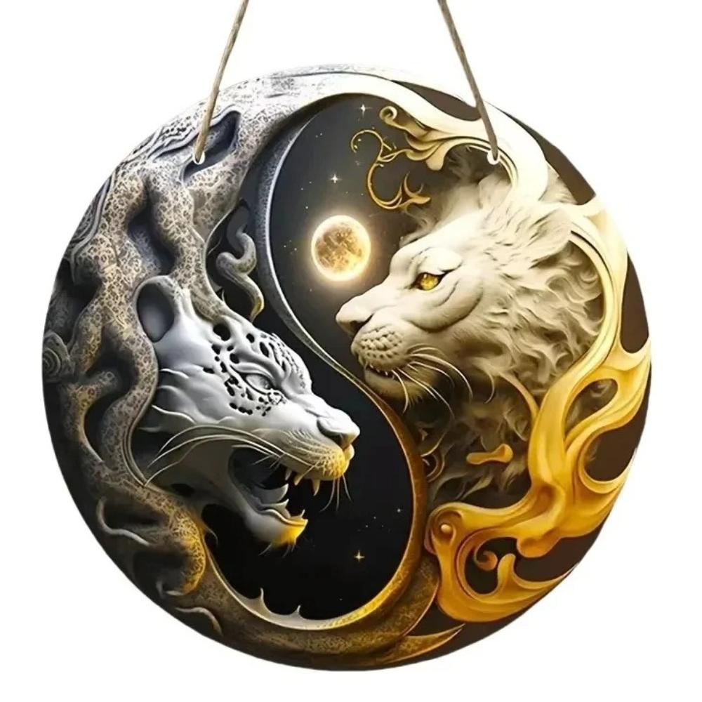 Fantastical Yin Yang Animal Light Catcher Round Acrylic, Novelty Home Decor, Perfect Durable for Bedroom, Store, Office, Kitchen, for Wall Decoration