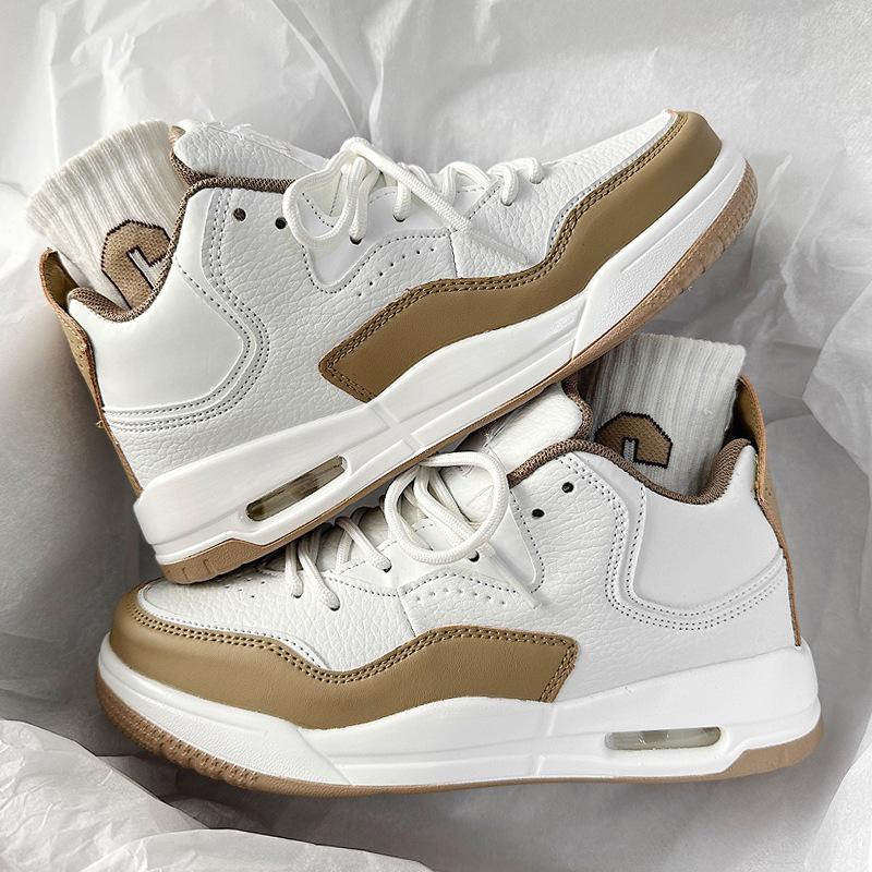 

Men s 2025 Height-Boosting Sneakers: Versatile Autumn Air Cushion White Shoes 44 коричневий/білий