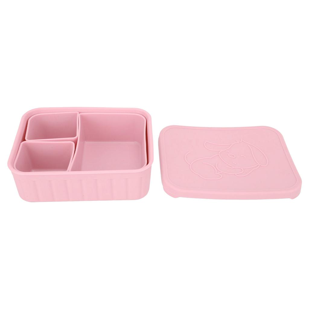 Cajas de Almuerzo de Silicona 3 Compartimentos Extraíbles Reutilizables a Prueba de Fugas Contenedores de Comida para Escuela Trabajo Viajes Aptos para Microondas 880ml