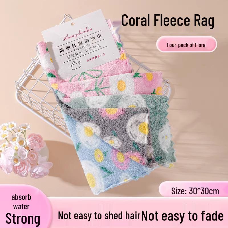 

Кухонная салфетка из кораллового флиса - Впитывающая, Безворсовая, Маслоотталкивающая губка для мытья посуды