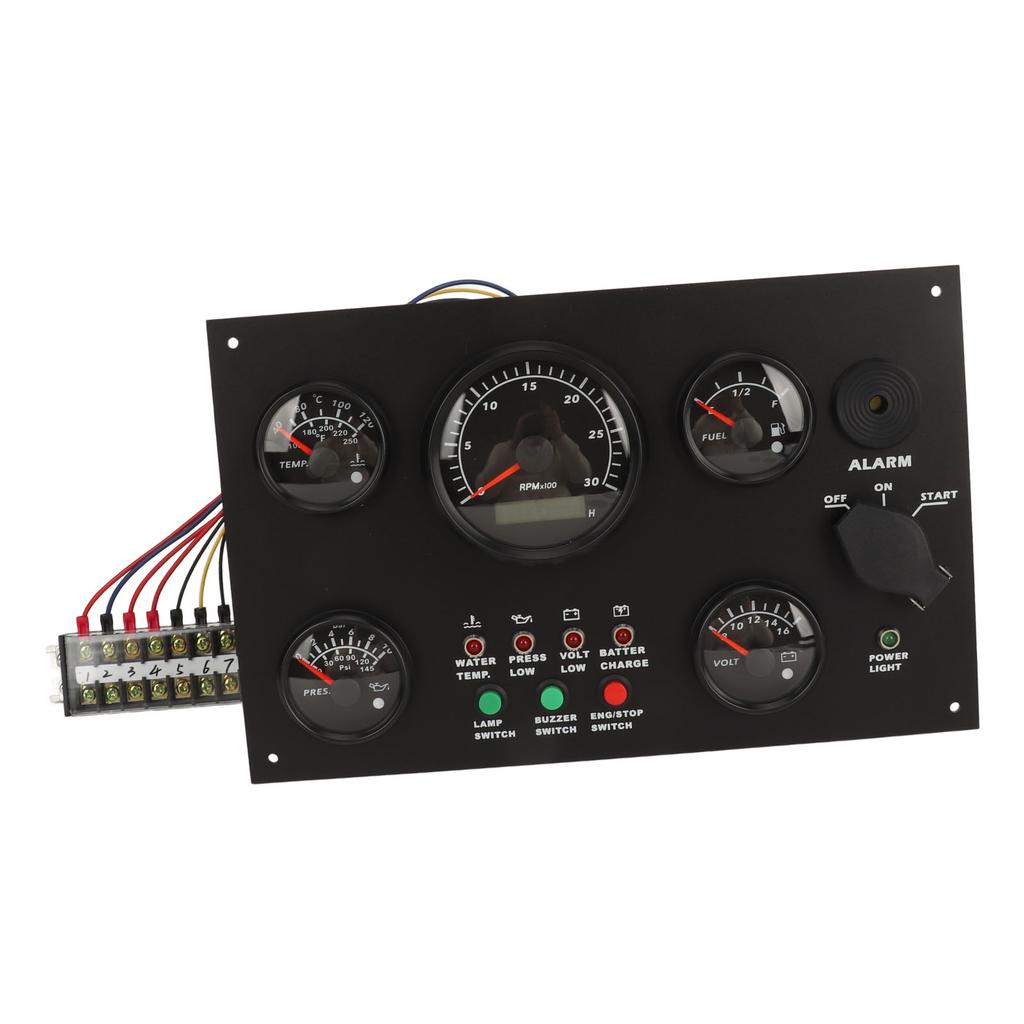 300x190mm Panel přístrojů pro motorový člun Teplota vody a oleje Hladina oleje Napětí Otáčkoměr Sada 5 přístrojů pro jachty Obytné vozy