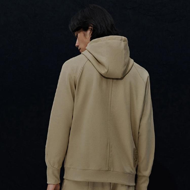 Li Ning Jackie Chan Kung Fu Series Americká Vintage Jednobarevná s Potiskem Loga Volná Mikina Unisex mikiny Hvězdicově Hnědá AWDT195-2