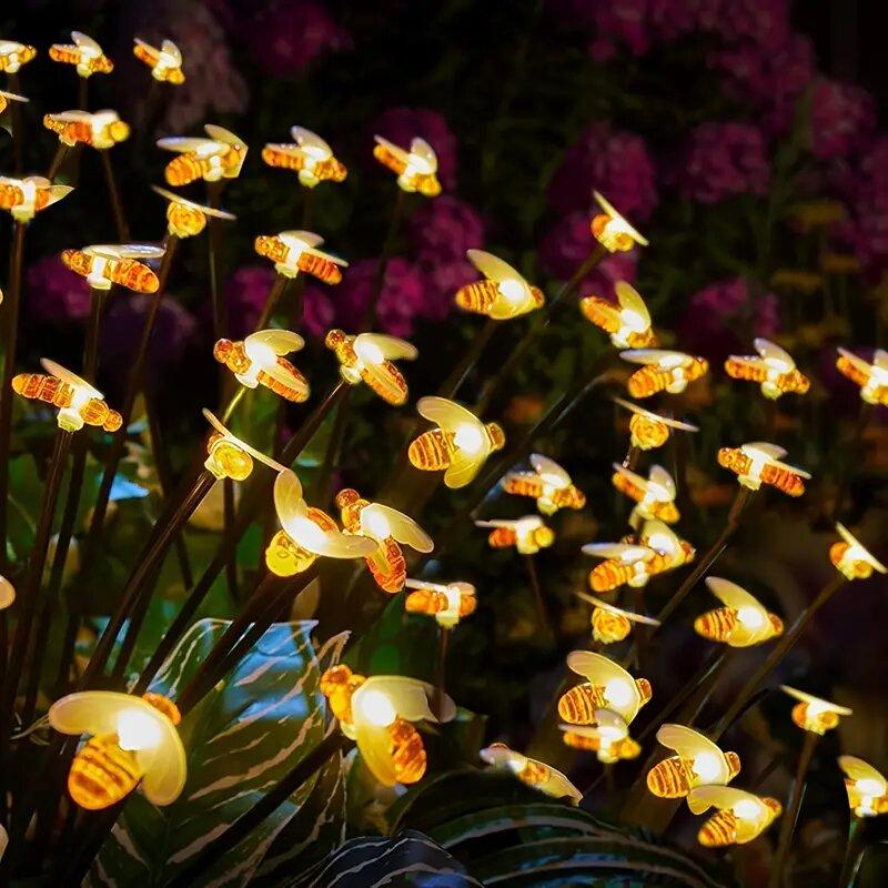 1PC 6/8-Headed Solar Bee Light Warm LED Outdoor Decorative Fairy Lights,Landscape Lighting For Garden,Yard,Lawn,Pathway,Terraces