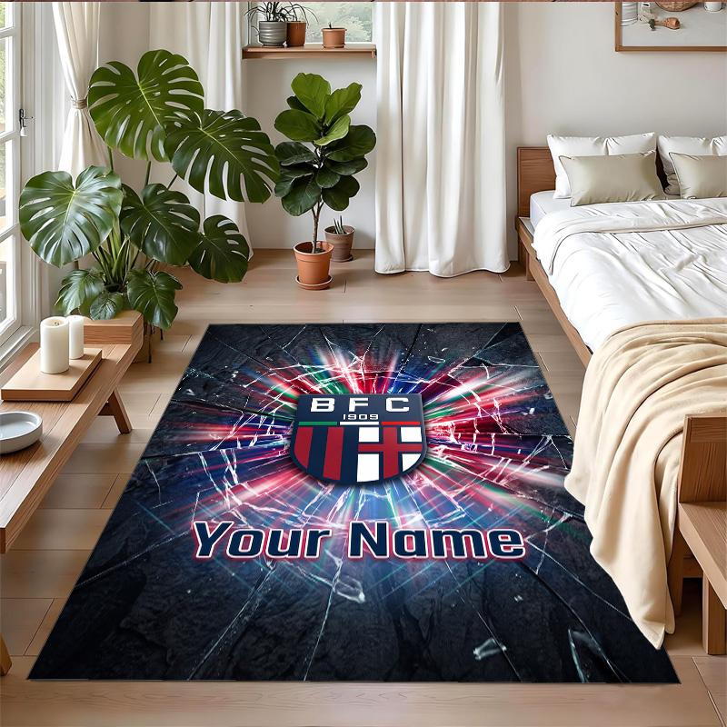 Crystal Velvet Rug Custom Name Text, Soft Non Slip Floor Mat Home DecorBologna FC