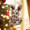 Acrylic Animal Car Pendant Easter Bunny Pendant, Cute Rabbit with Basket, 2D Party Hanging Decor Rearview Mirror Ornament, Bag Keychain Accessory,