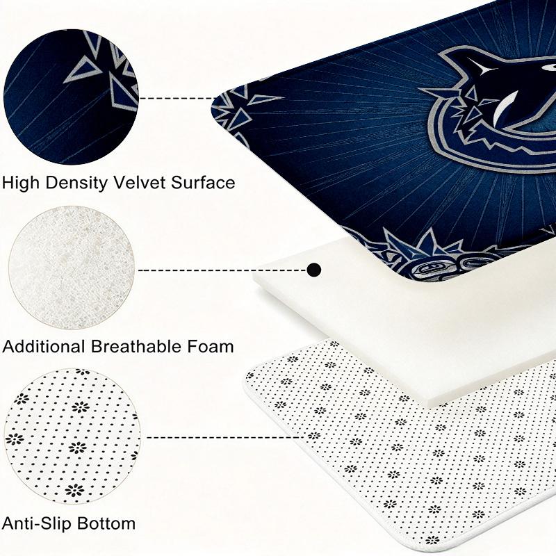 VANCOUVER CANUCKS Flannel Kitchen Mat Christmas Soft Area Rug Non Slip Floor Carpet Home Decoration