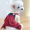 Tuta Jumpsuit per Animali Domestici Morbida Comoda Decorazione Cartone Animato Gatto Cane a Strisce Tutina Abbigliamento Articoli per Animali Domestici