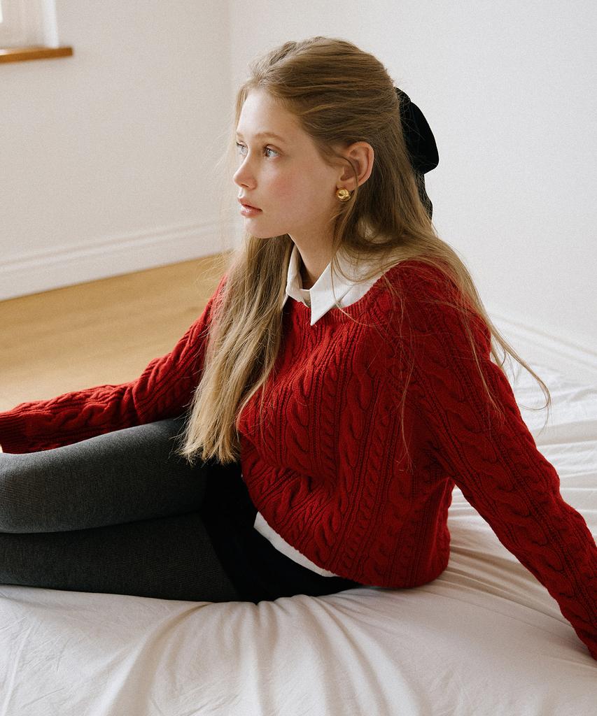 LETTER FROM MOON Dante Wollpullover mit U-Boot-Ausschnitt (rot)