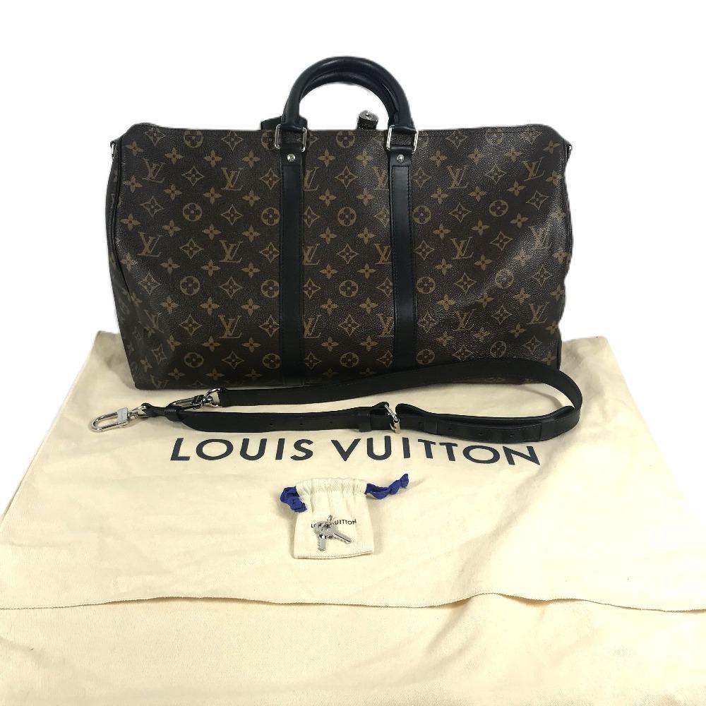 Louis Vuitton M56711 MonogramMacassar Keepall-Bandouliere45 Shoulder Travel Bag
