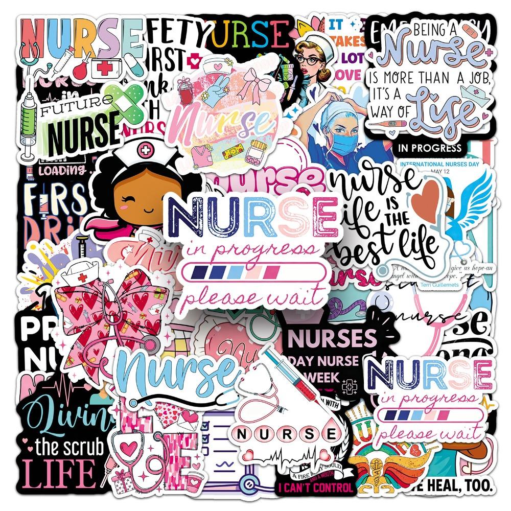 50Pcs International Nurses' Day Stickers For Medical Staff Nurse Festival Waterproof Fridge Guitar Laptop Sticker Decoration