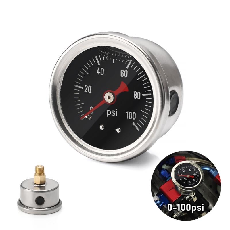 Heavy Type Iron Fuel Pressure Meter 1/8 Inch Size 0 100 Range Easy Installation For Vehicle Diagnostic Testing