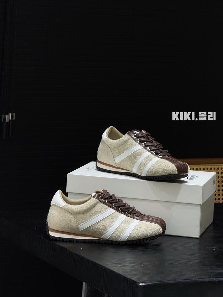 Retro color matching 2025 autumn new German training shoes women's bowling shoes leather lace-up casual shoes sports shoes board shoes