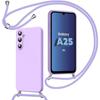 Protective Case - Samsung - Galaxy A25 5G - Hybrid Silicone - Adjustable Cord - Purple
