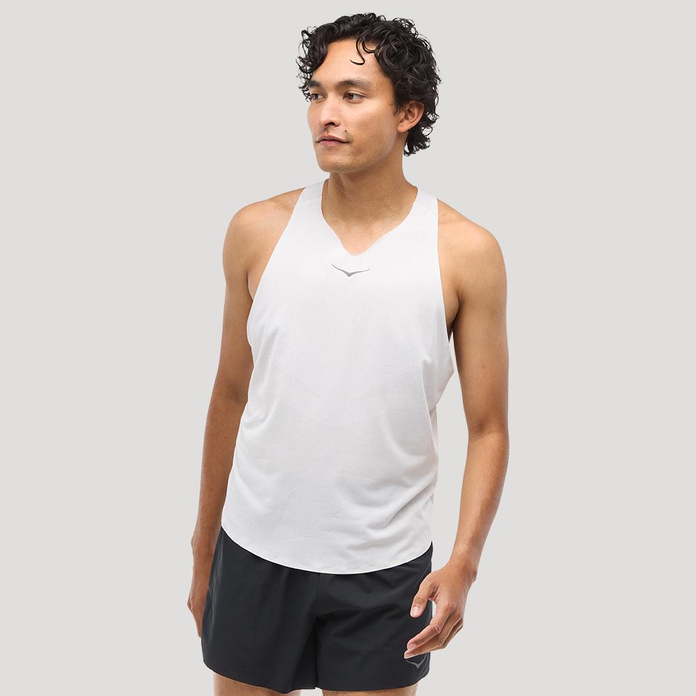 [hoka] Hoka Men s Race Day Singlet 1164154-WHT S