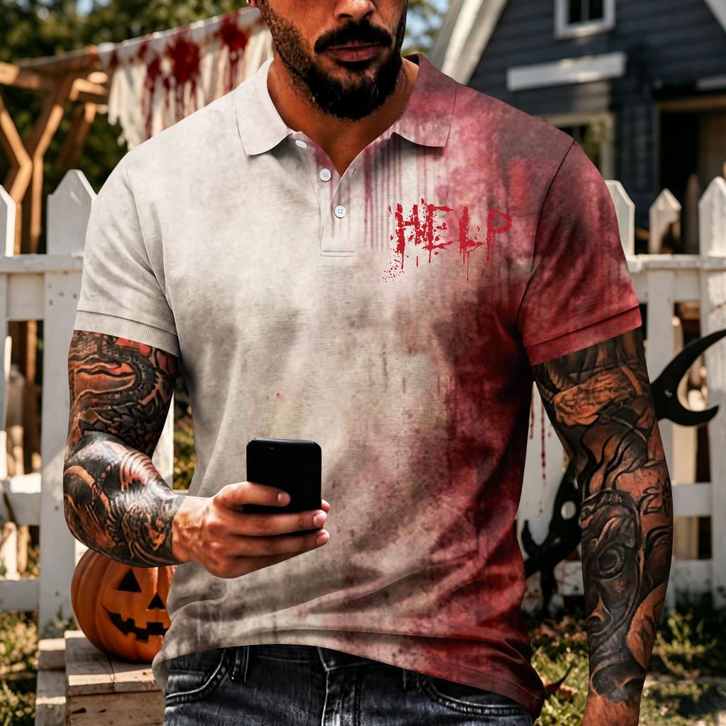 Men's Halloween Short Sleeve T-Shirt for Holiday Casual Wear