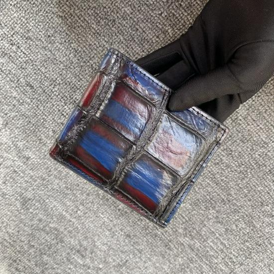 Men's Horizontal Crocodile Leather Wallet - Siamese Belly Pattern