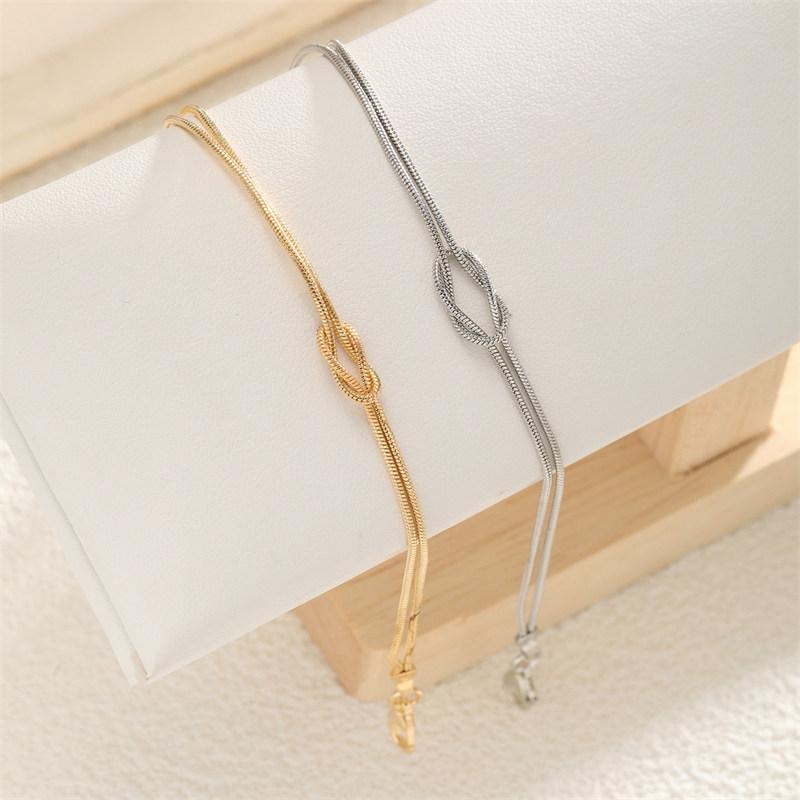 Juego de 2 Pulseras Sencillas de Metal Nudo de Amor para Pareja Unisex Mujeres Hombres Regalo para Mejor Amigo Joyería de Brazo Minimalista