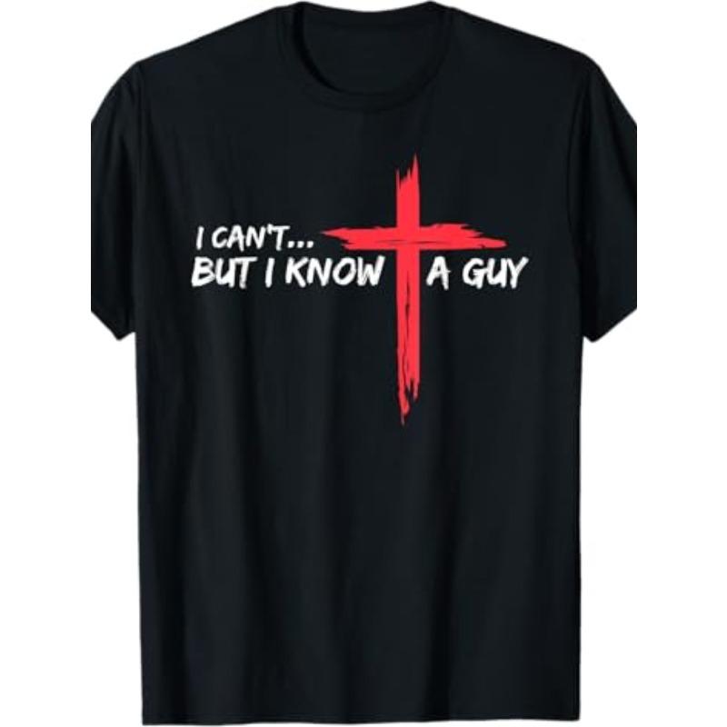 

European Size Funny Christian Jesus Cross T-Shirt Suitable for Casual Crew Neck Short Sleeve Tee with Cross, Slight Stretch for Church, Study 4XL чорний