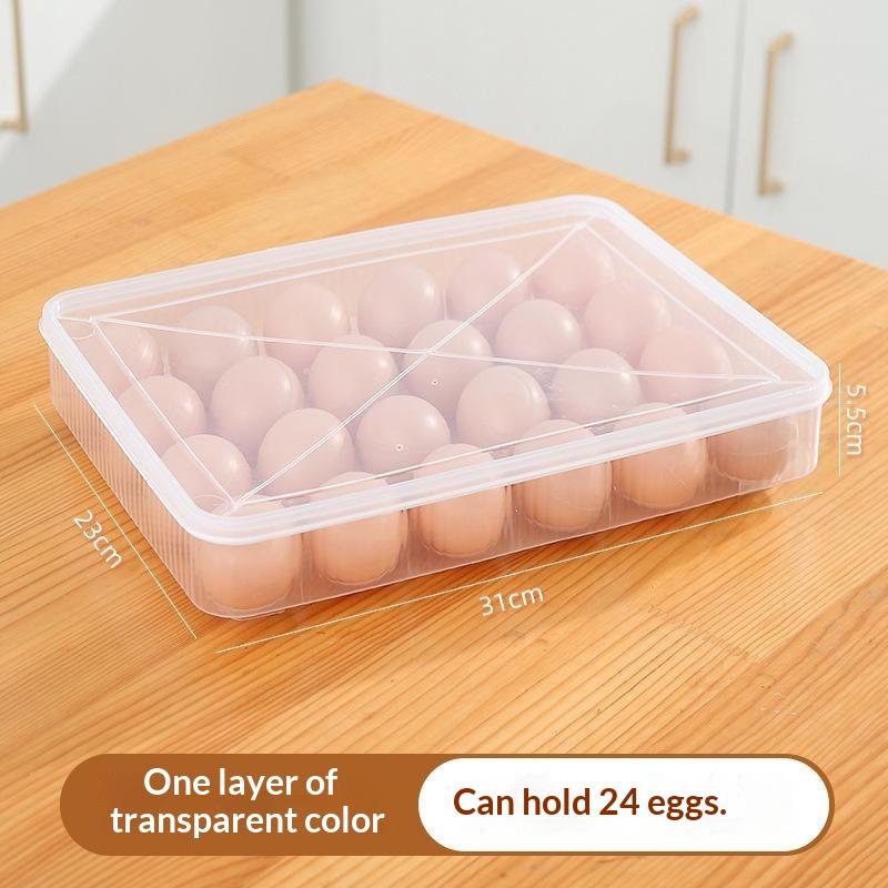 Clear Plastic Egg Storage Box with Lid Stackable Egg Organizer Tray for Fridge Kitchen Home Dorm Fresh Preservation