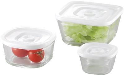 Iwaki Glass Airtight Container White Square 3 Piece Set Airtight Pack Range Heat-resistant & PSC-MP-3W2
