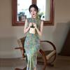 Green sleeveless national style new Chinese daily Suzhou long cheongsam improved young 1011 new women's high sense