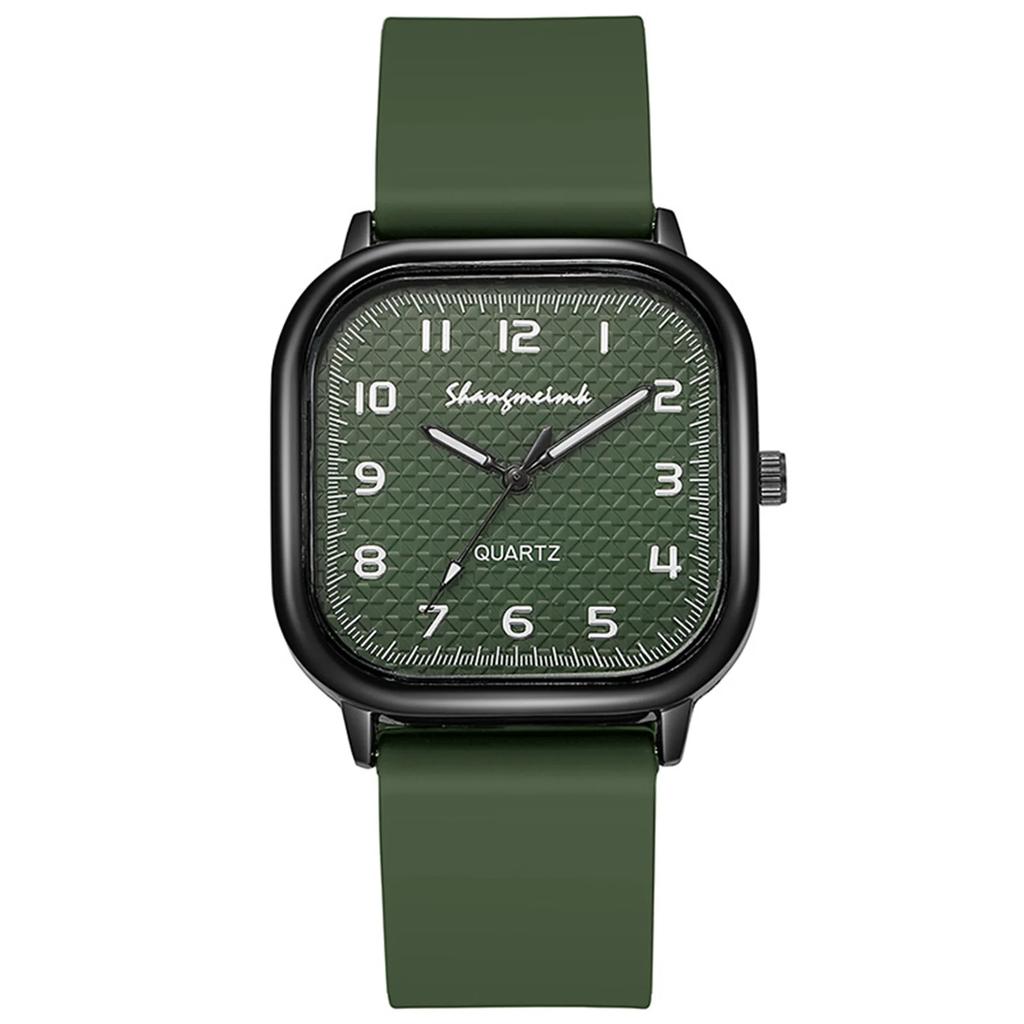 1pc- Fashion Roma Dial Women Watches Square Quartz Watch Casual Silicone Band Wristwatch