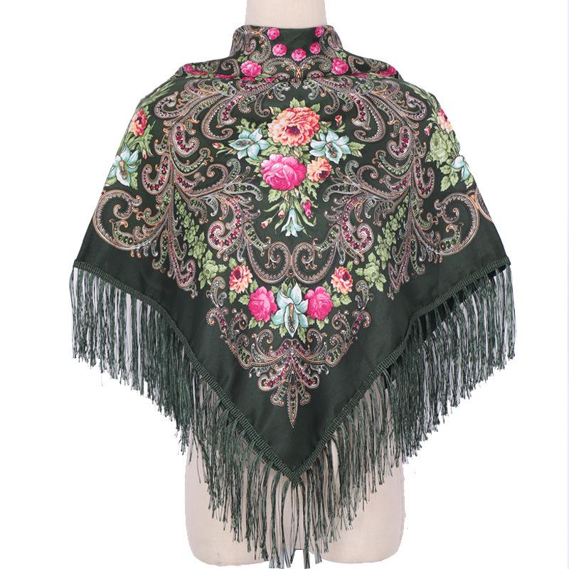 

Женский ретро этнический принт теплая повязка на голову и шаль для путешествий по Синьцзяну 90x90 cm