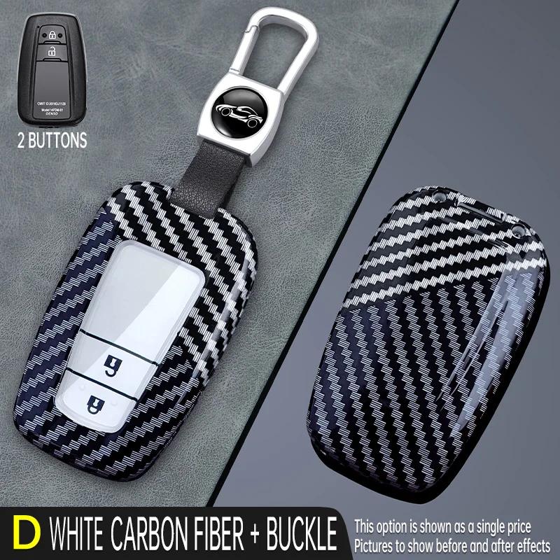 

Carbon Fiber Car Key Cover Fob Case Shell for Toyota Camry RAV4 Highlander Avalon Prius Corolla CHR Land Cruiser Prado 2018-2022