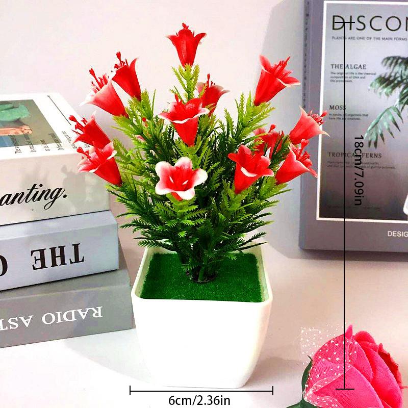 1pc Artificial Plants Bonsai Small Flowers Pot Fake Plant Potted Ornaments For Home Room Table Decoration Hotel Garden Decor