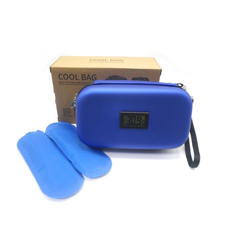 Portable Insulin Cooler Bag with Thermometer and Ice Pack for Outdoor Use