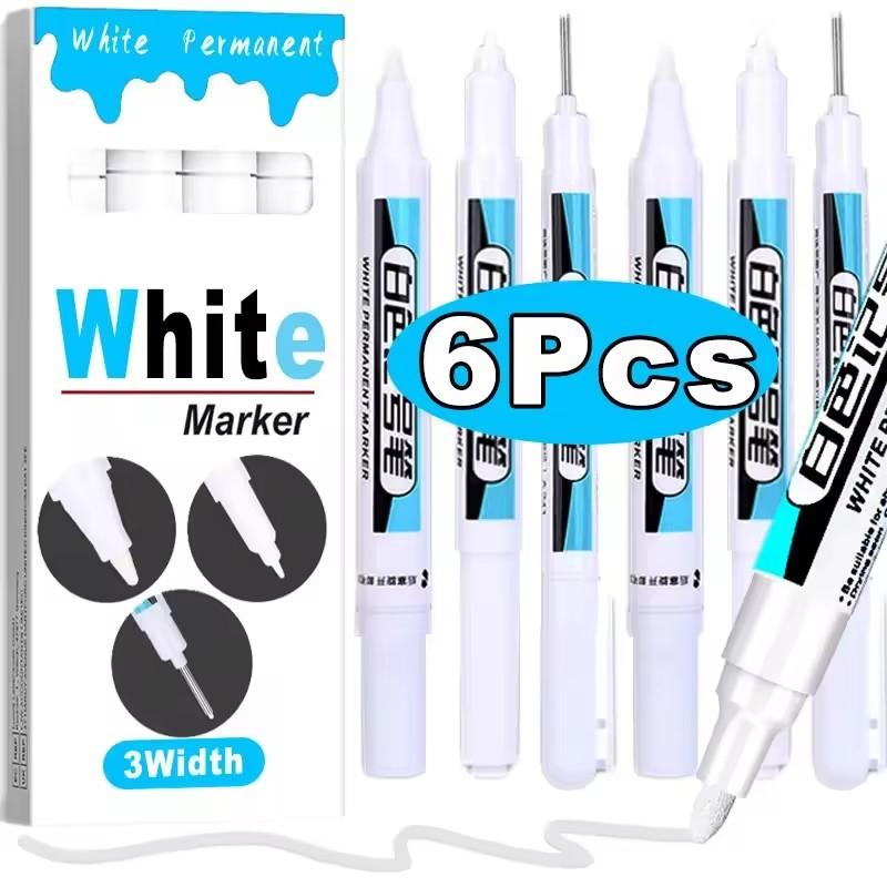 5/1Pcs Oily White Marker Pen Graffiti Pens Waterproof Permanent Gel Pencil Tire Notebook Glass Painting Pen 0.7mm 1mm 2.5mm