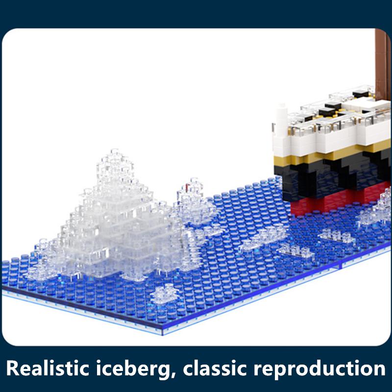 Titanic Creative Luxury Iceberg Cruise Ship Boat Wreck Set City Diy Model Construction Blocks Blocks Toys For Kids Adult Present