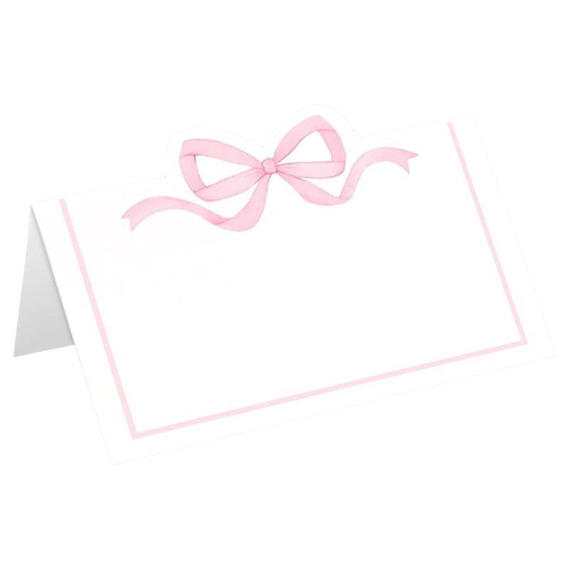 50pcs Pink Bow Seat Card Wedding Guest Name Seat Card Birthday Party Desktop Decoration Gift Card,Tea Party Decoration Supplies