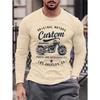 Men's Loose and Comfortable Sports and Leisure Retro Motorcycle Print Round Neck Long Sleeved T-shirt Top