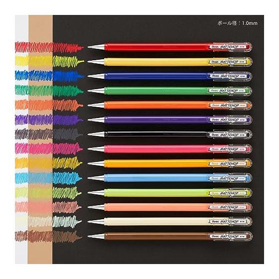 Pentel Color Ballpoint Pen Matte Hop Original + Sweet 14 Colors K110-V14ST Water-based Pigment Ink 1.0mm
