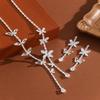 French-Style Earrings and Necklace Set Zirconia Butterfly Tassel Jewelry Sets  for Banquets
