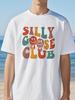 Silly Goose Club Letter Graphic Man T Shirt Summer Vintage Short Sleeve Tshirt Cartoon Lovely Graffiti Pirnt Tshirt Funny Tees