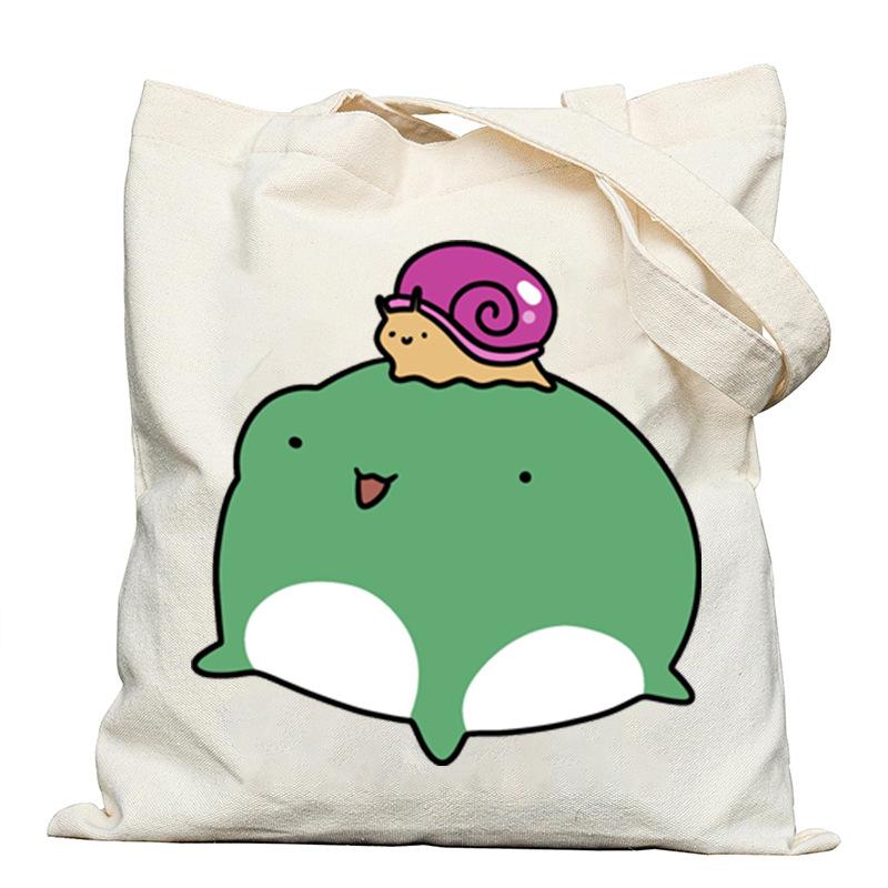 Frog creative printing new shoulder bag leisure student large capacity tote bag