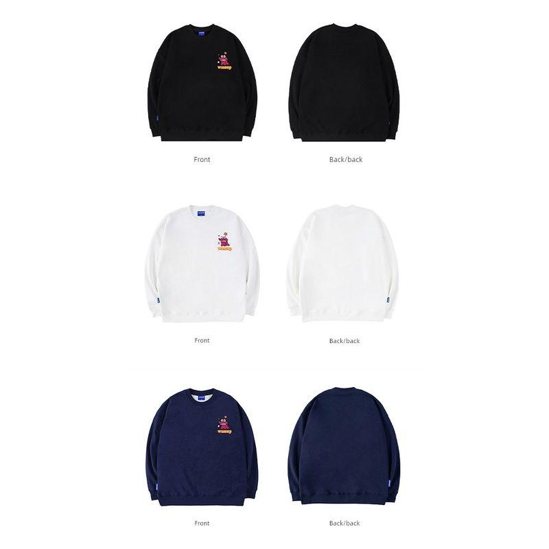 Wassup Mr. Crocodile American-Style Heavyweight Crewneck Sweatshirt for Men, Autumn and Winter, Loose Casual Trendy Versatile Fleece-Lined Top