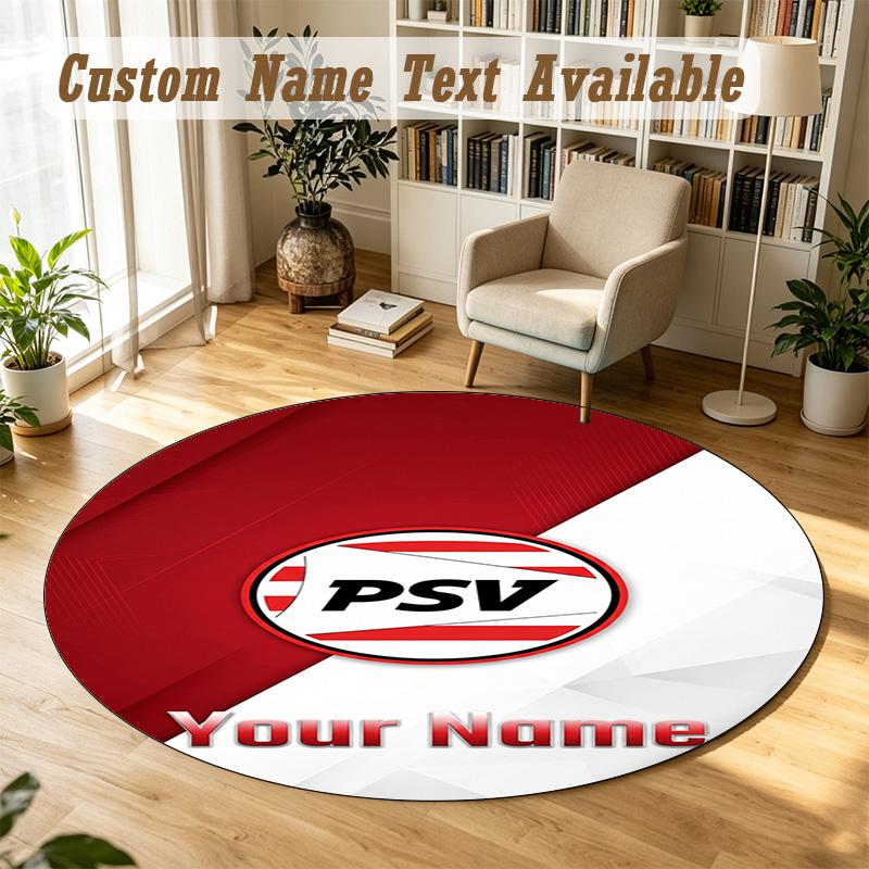Round Rug Custom NamePSV Eindhoven FC Pattern Non Slip Carpet Home Floor Decor