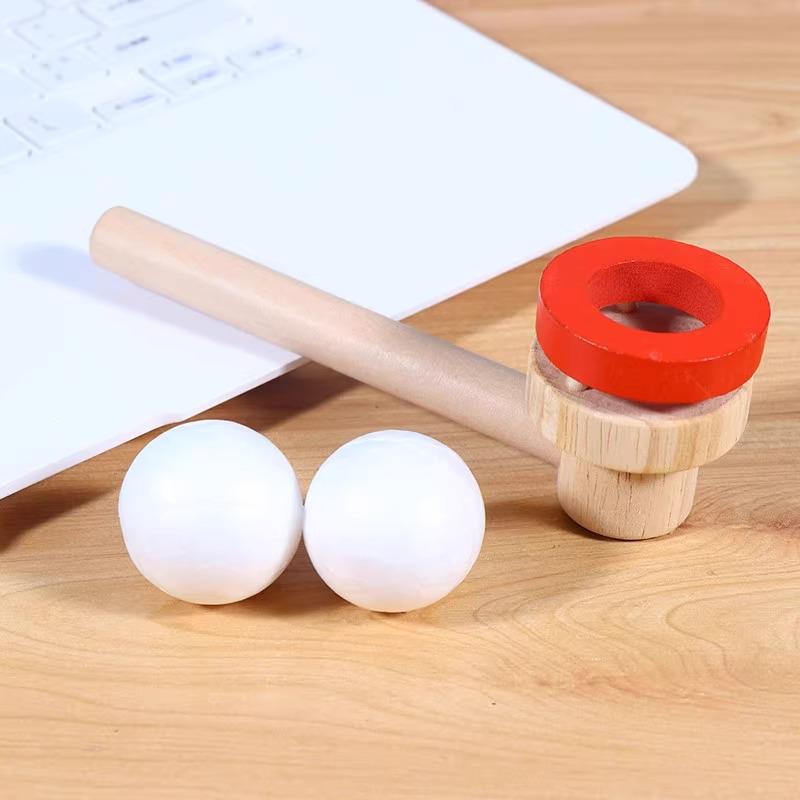Wooden 80s Classic Floating Blow Ball Game Toy for Children's Sensory Integration Training