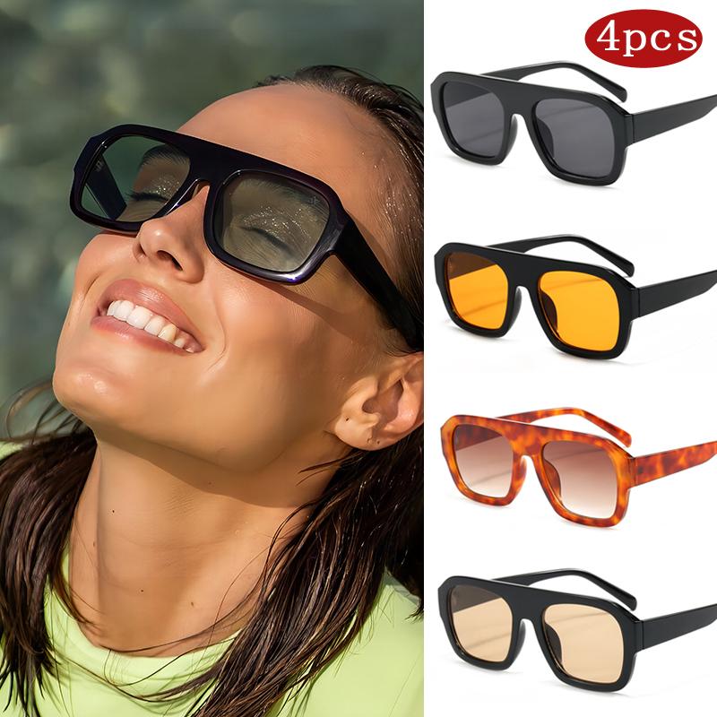 Car Sunglasses 1/4pcs Trendy Oversized Women Square Sun Glasses Retro Brand Candy Color Design Glasses Polygon Sunscreen Eyewear