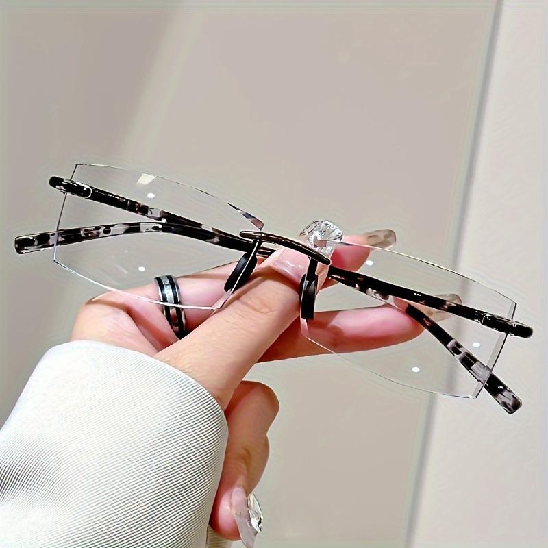 1/3-Pack Square Frameless Reading Glasses for Men Women Anti-Blue Light PC Lens Rectangular Eyewear 1 0 to 4 0