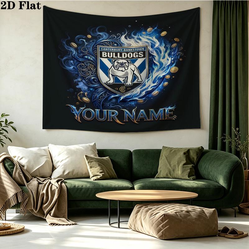 Custom Name Footscray Bulldogs Printed Tapestry – Wall Hanging for Bedrooms, Dorms, and Home Decor