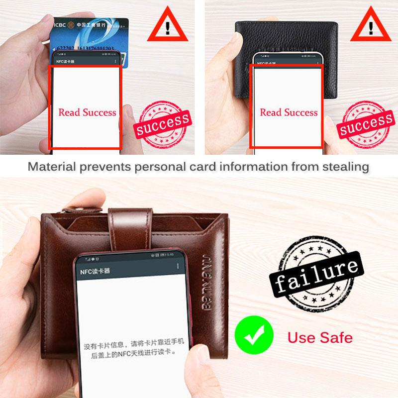 Ανδρικό γνήσιο δέρμα RFID Blocking Trifold Wallet Short Vintage πολλαπλών λειτουργιών Θήκη πιστωτικής κάρτας Τσέπη με φερμουάρ για κέρματα