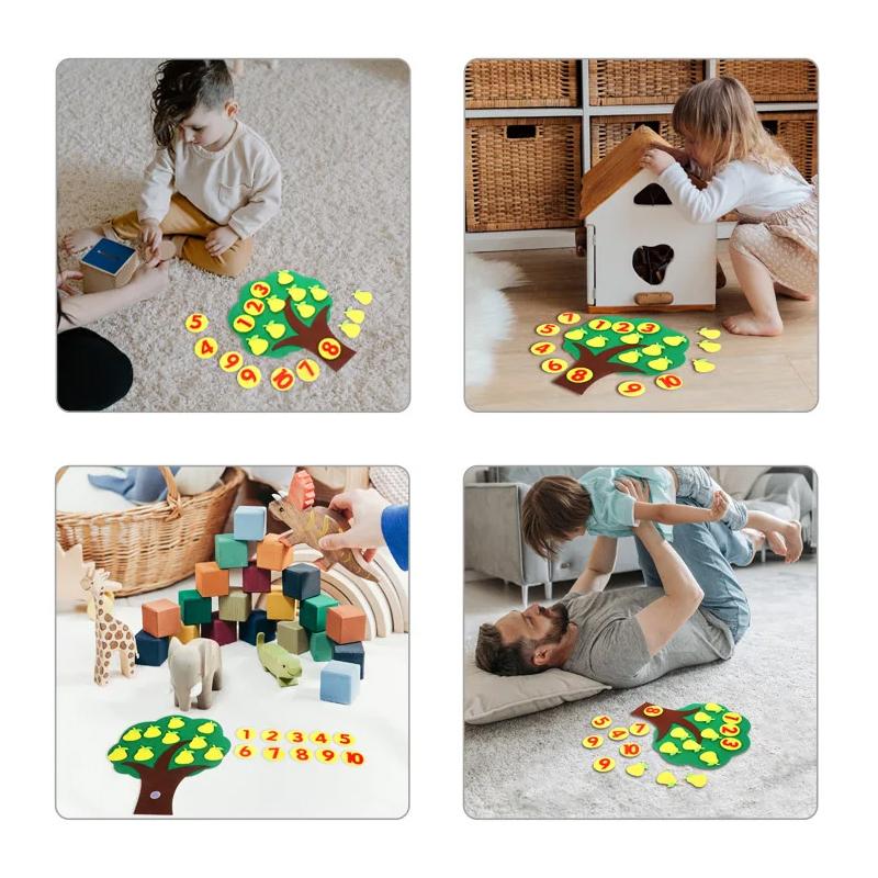 Children Jigsaw Puzzle Felt Non-woven Fruit Tree Digital Montessori Toys Early Childhood Intellectual Education Baby Toys TMZ