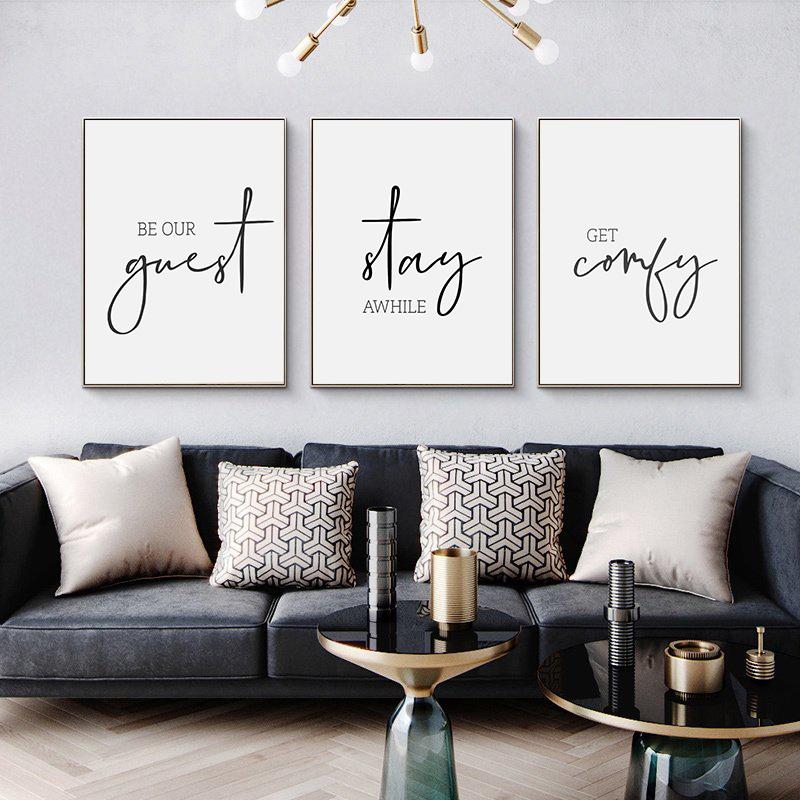 Be Our Guest Stay Awhile Get Comfy Letter Picture Minimalism Wall Art Canvas Print Poster for Hotel Living Bed Room Home Decor