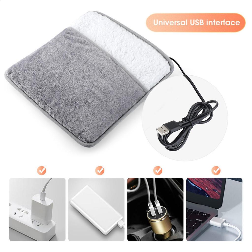 Winter Electric Foot Heating Pad USB Soft Plush Thermal Blanket Feet Foot Warming Mat Heating Slippers for Home Office Bedroom